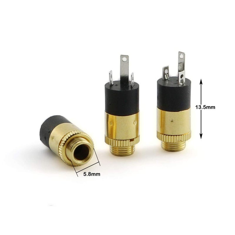 RuiLing 5-Pack Stereo Audio Panel Mount Jack Adapter Gold Plating Metal Headphone Female Socket Connector 3.5mm - Image 2